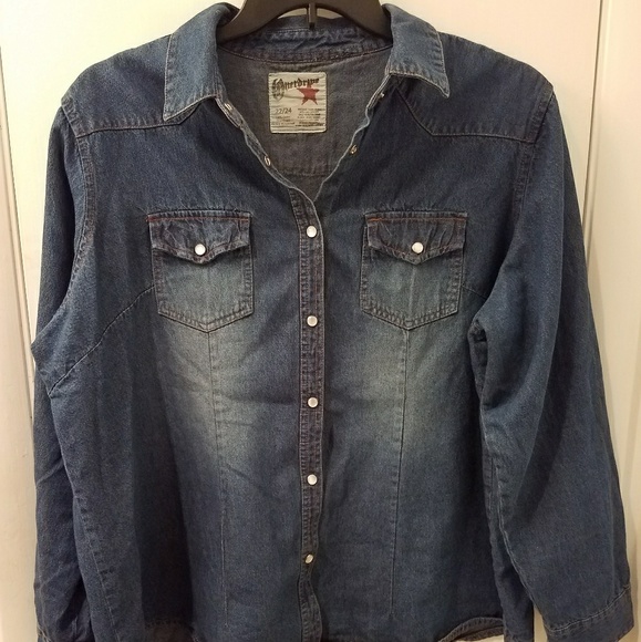 Overdrive Tops - Overdrive Denim snap button shirt size 22/24